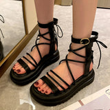 Summer Fashion Simple Thick Bottoming Retro Womens Flat Sandals with Heel Strap Slip on Sandals for Women Wide