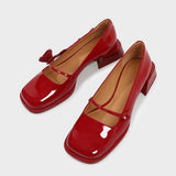 Floral Rose Platform Marry Janes High Heels Pumps Women Platform Chunky Heel Red Black Spring Summer Casaul Shoes