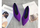 Womens Stretch knitted mixed color moccasins breathable cozy work shoes brief slip-on fashion ladies flats light driving