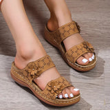 Flower Wedges Slippers for Women Summer Casual Slip On Platform Sandals Woman Comfortable Non Slip Flip Flops Plus