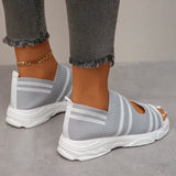 Stripe Knitted Wedge Sandals Women 2024 Cover Heels Platform Sandles Woman Plus Size Summer Thick Sole Beach
