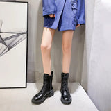 Ankle Boots for Women Shoes Leather Boots Fashion Platform Chunky Boots Booties Woman Lace Up Winter Fall