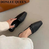 Spring Women Mule Slippers Fashion Square Toe Flat Casual Slides Slip On Outdoor Female Flip Flops Sandals Zapatillas