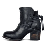 Women Biker Ankle Boots PU Leather Wipe Color High Heel Lace Up Rubber Round Toe Black Platform Ladies Shoes Botas