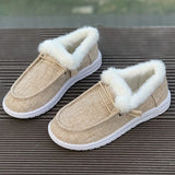 Winter New Large-Size Plush Warm Women's Shoes With Flat Soles And Round Ends And Casual Cotton