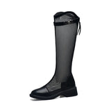 cold boots for women 2023 summer new fashion all wear mesh surface thick heel boots but knee mesh