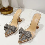 Women Pumps Luxury Rhinestone Bowknot Pointed Toe High Heels Sandals Ladies Wedding Prom Shoes Sandalias De