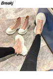 New Autumn Sports Female Heightening Vulcanized Shoes Thick-soled Tennis Platform Canvas White Sneakers Women Luxury