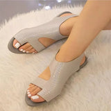 Women Sandals Rhiestone Peep Toe Summer Sneakers 2022 Back Strap Hook Loop Ladies Casual Flat Shoes Breathable Female
