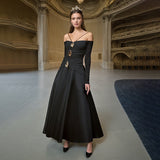 French Style Shoulder Folding Long-Sleeved Dress In Spring 2025 New Temperament Elegant High-End Evening