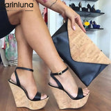 Summer Brand New Woman Shoes Fashion Platform Wedge Shoes Super High Heel Sandals Custom Big Size 43 Women