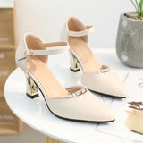 Women Cute Pointed Toe Black Buckle Strap High Heel Shoes Lady Casual Red Comfort Summer Stiletto Heels for Office & Party