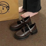 Womens Derby Shoes Autumn Female Footwear Clogs Platform Leather Fall Dress New Creepers Retro Basic Mary Janes Rubber PU Hoof