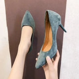 Heels Fine Heeled Shoes Sandals Ladies Lace-Up Shallow Mouth Slip On Branded Pumps Pointed Wedge