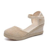 Women Fashion Shoes Sandals Casual Linen Clogs Wedge Sandials Summer Red Pink 6cm High Heel Platform Espadrilles Chunky