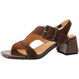 Women Sandals Summer Suede Mid Heels Fashion Shoes Brand Slides Open Toe Pumps Party Shoes Dress Lady Zapatos Mujer 2023