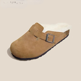Women's Slippers 2023 Autumn Winter Leather Round Toe Slippers Couple Slippers Outdoor Casual Keep Warm Women Suede Slides