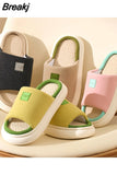 Seasons Home Slippers Women's Indoor and Outdoor Home Couples Spring and Autumn Home Thick Bottom Cotton Linen