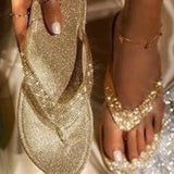 Women's Flip Flop Slippers Slides Bling Rhinestone Ladies Shoes Casual Summer Flat Female Crystal Glitter Woman Plus