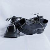 Breakj Niche Men's Shoes Platform Square Leather Shoes Men's Height Punk Personality Zipper Design Fashion Shoes