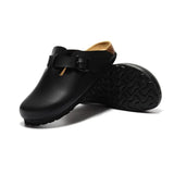 2023 New Buckle Closed Toe Cork Slipper Casual Women Solid Color Beach Outside Non-slip PU Leather