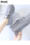 Women Shoes 2023 Mesh Breathable Flat Shoes Women Platform Wedge Sneakers Women Hollow Out Casual Shoes Zapatillas De