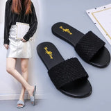 Women's Flat Sandals 2023 New Women's Outdoor Sequin Open Toe Comfort Casual Slippers Furry Slides for Women Plus Size