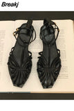 Summer Flat Heel Women Sandal Fashion New Brand Gold Narrow Band Ladies Slingback Shoes Ankle Srtrap Dress