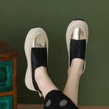 Fashion Horsehair Genuine Leather Leopard Round Toe Thick Bottom Sneakers Slip on Casual Women Vulcanized