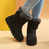 Size 44 Waterproof Snow Boots Women 2023 Warm Thick Plush Winter Ankle Boots Women Non Slip Platform Cotton Padded
