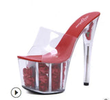 Breakj 2023 Summer New Model Shoes Super High Heels 17CM Thin Heel Waterproof Table Sandal Female Transparent