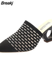 Women's Mules Slippers Pointed Toe Strange High Heels Shoes 2023 Spring Fashion Ladies Modern Slippers Size 43 zapatos de