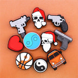Skull Shoe Charms Tai Chi Pistol Submachine Gun Red Heart Shoes Accessories Decoration Fit Buckle Croc Jibz Kids