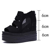 Women Sandals Buckle Design Black White Platform Sandals Comfortable Women Thick Sole Beach Shoes Heighten