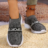 Women's Lightweight Casual Walking Shoes Fashion Striped Knitted Platform Sneakers Women Slip-On Breathable Mesh Flats Plus