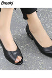 Women's Shoes Beige Footwear Block Heel Thick Summer 2023 with Medium Heels Chunky Sandals for Woman Leather Outdoor The Best
