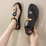 Women's Shoes with Low Heels Summer 2023 Plastic Footwear Flip-flops Black Sandals for Woman Pvc Comfort Vip Chic and Elegant