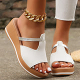 Open Toe Women's Wedge Sandals White Summer Fashion Breathable Comfortable Sandals Woman Buckle Female Footwear Woman