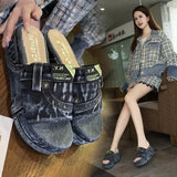 Jeans Wear Women's Shoes Bottom Waterproof Platform Cool Drag Women 2023 New Summer High Heel Fashion Slippers