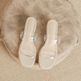 Breakj Mouth Breathable High Heels Transparent Glass Rubber Soft Leather Not Grinding Foot Sandals Women Shallow Mouth New Sandals