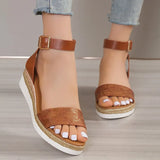 Strap Wedge Sandals for Women Summer 2023 High Heel Open Toe Buckle Gladiator Shoes Woman Non Slip Platform Sandals