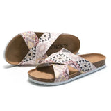 Summer Print Cork Slipper New Fashion Women Casual Beach Slip on Outside Non-slip Slides