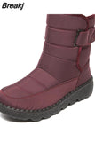 cross border new snow boots women's winter cloth casual cotton shoes middle tube artificial wool Plush thickened snow