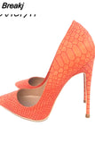 Women Pumps Shoes Snake's Pattern Pointed Toe Sexy High Heels 12 cm Designer Shoes plus size 33-45 YG020