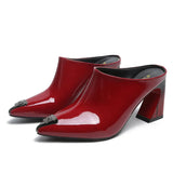 Summer 2023 New Women Slipper High Heel Sandal Shoes Ladies High Quality PU Leather Slides Pumps
