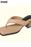 Size 33-40 Women Sandals Summer 2023 Fashion High Heels Shoes For Women Flip Flops Real Leather Slippers Luxury