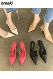 Fashion Spring Slingback Sandals Women Half Wrap Pointy Toe Designer High Heel Shoe Elegant Shallow Pumps Party Dress