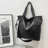 Capacity Fashion Men Shoulder Bag PU Leather Women Soft Caual Storage Sports Fitness Tote