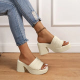 Table Thick Bottom Cool Slippers Women Wear A Word Slippers 2025 New Thick Heel Women's