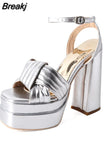 High Heeled Women's Sandals 2023 Summer Buckle Strap Platform Pumps Simply Element Comfortable Walking Plus Size